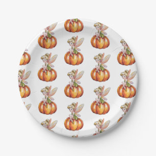 Modern Trendy Watercolor Fairy and Pumpkin         Paper Plate