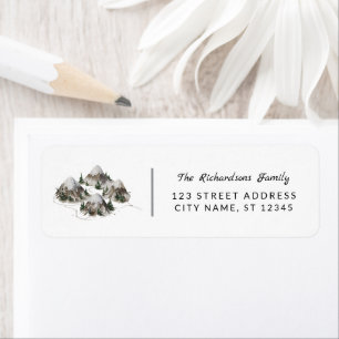 Modern Trendy Watercolor Mountains Address Label