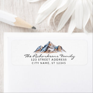 Modern Trendy Watercolor Mountains Address Label