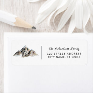 Modern Trendy Watercolor Mountains Address Label
