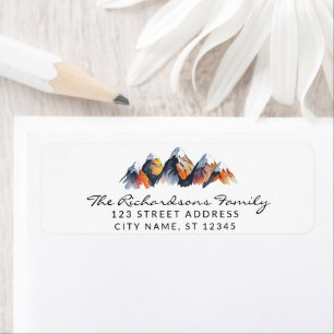 Modern Trendy Watercolor Mountains Address Label