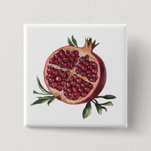 Modern Trendy Watercolor Pomegranate  15 Cm Square Badge