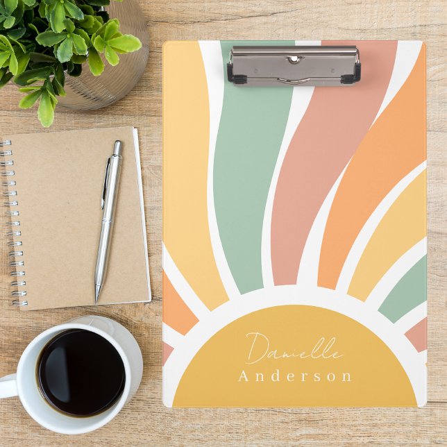 Modern Trendy Whimsical Retro Rainbow  Clipboard (Creator Uploaded)