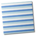 Modern Trendy White Blue Stripe Pattern Tile<br><div class="desc">Simple Modern Bold Teal Blue Stripe Pattern ceramic tile. Use vertical or horizontal! Super sweet little stripe print featuring cool modern teal and baby blue colours contrasting with white. Great for a boys bathroom, or a fun and bold kitchen backsplash. Whether you want to use this tile as a little...</div>