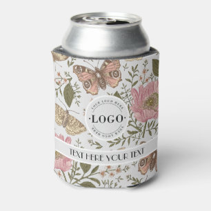 Modern Trendy Wildflower Botanical Floral Monogram Can Cooler