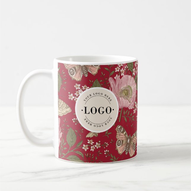 Modern Trendy Wildflower Botanical Floral Monogram Coffee Mug (Left)
