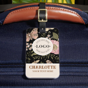 Modern Trendy Wildflower Botanical Floral Monogram Luggage Tag