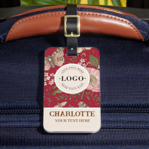 Modern Trendy Wildflower Botanical Floral Monogram Luggage Tag