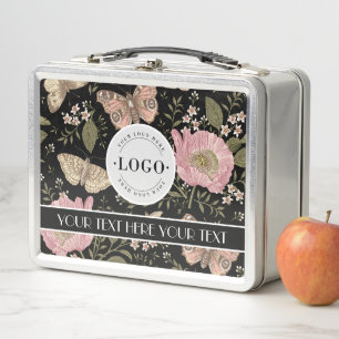 Modern Trendy Wildflower Botanical Floral Monogram Metal Lunch Box