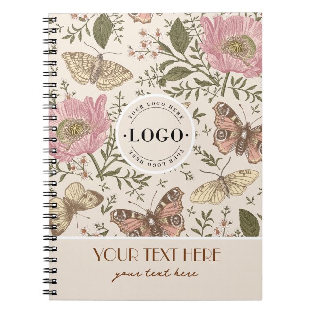 Modern Trendy Wildflower Botanical Floral Monogram Notebook (Front)