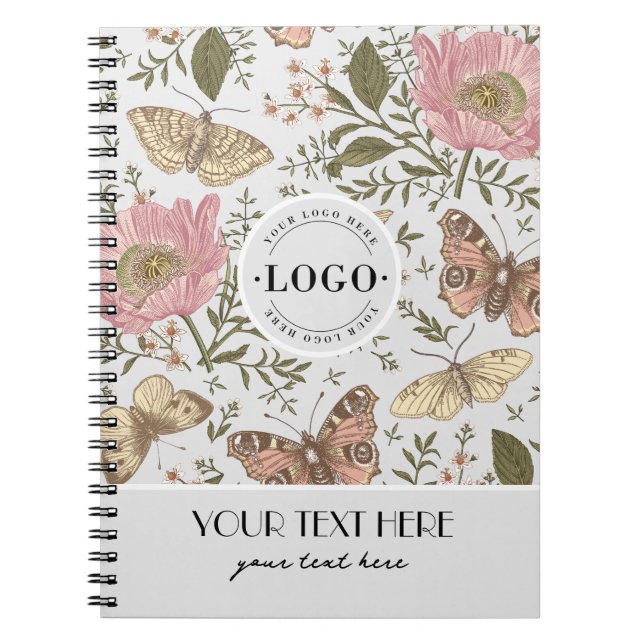 Modern Trendy Wildflower Botanical Floral Monogram Notebook (Front)