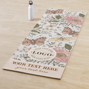 Modern Trendy Wildflower Botanical Floral Monogram Yoga Mat
