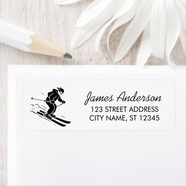 Modern Trendy Winter Ski Skiing  Return Address    (Insitu)