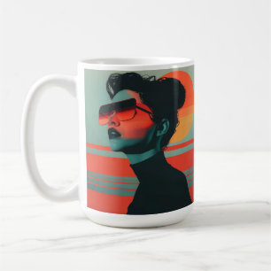 Modern Trendy Woman Retro Sunset Coffee Mug
