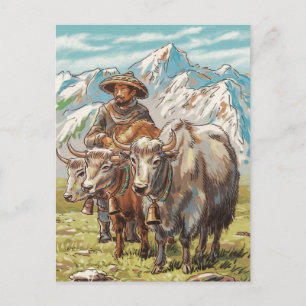Modern Trendy yak animal Holiday Postcard