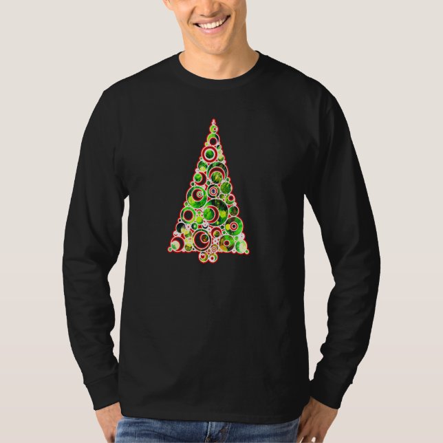 Modern Triangle Christmas Tree From Circles 4 Fan  T-Shirt (Front)