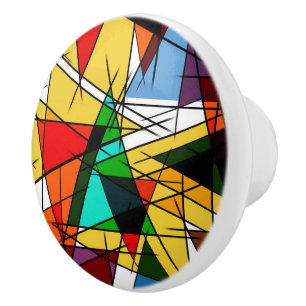 Modern Triangle Colorful Geometric Ceramic Knob