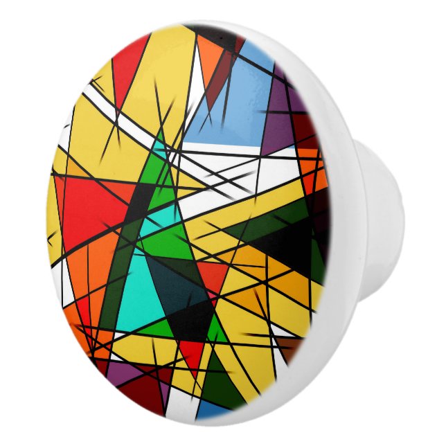 Modern Triangle Colorful Geometric  Ceramic Knob (Right)
