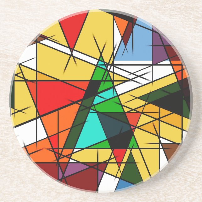 Modern Triangle Colorful Geometric  Coaster (Front)