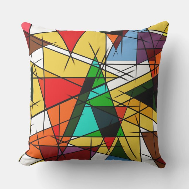 Modern Triangle Colorful Geometric  Cushion (Front)