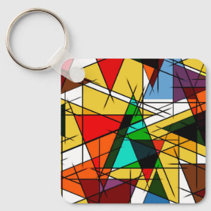 Modern Triangle Colorful Geometric  Key Ring