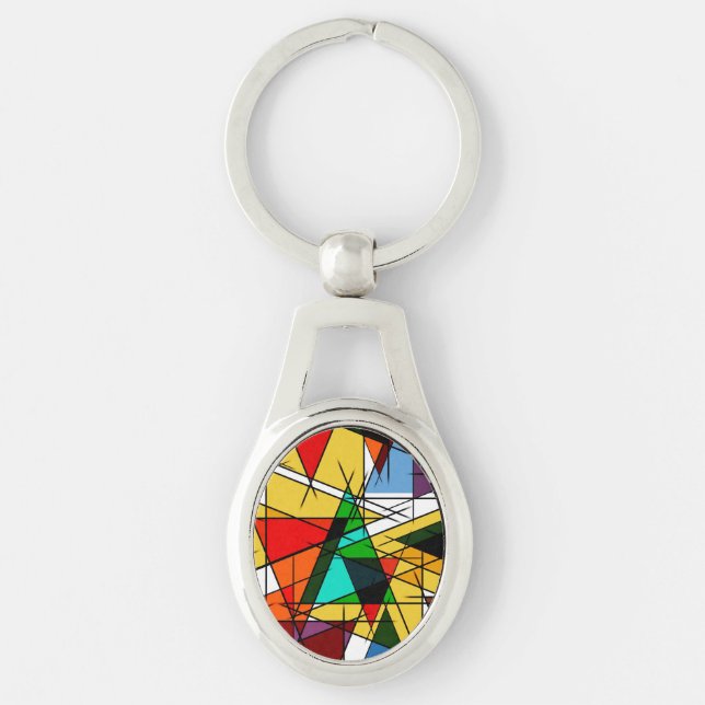 Modern Triangle Colorful Geometric  Key Ring (Front)
