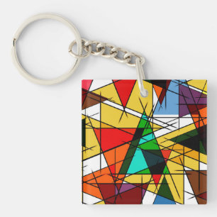 Modern Triangle Colorful Geometric Key Ring
