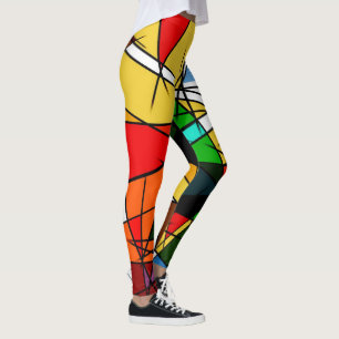 Modern Triangle Colorful Geometric  Leggings