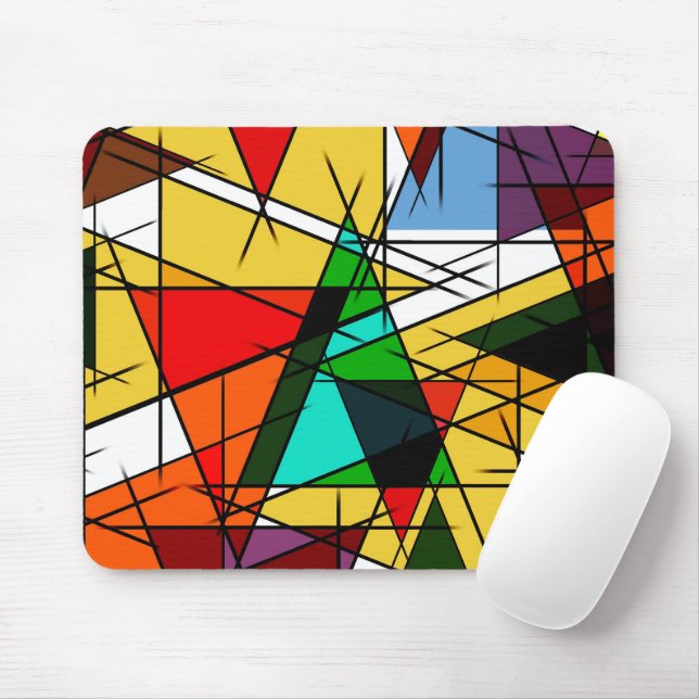 Modern Triangle Colorful Geometric  Mouse Pad (With Mouse)