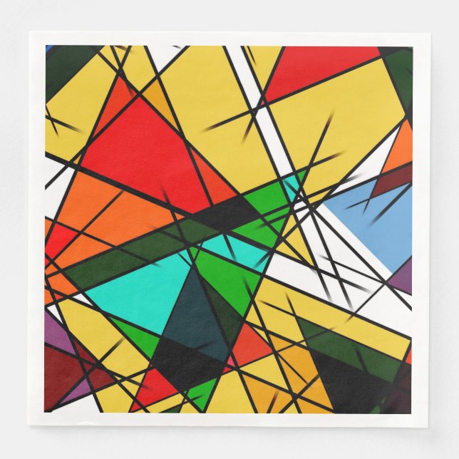 Modern Triangle Colorful Geometric  Napkin (Front)