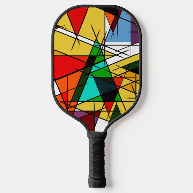 Modern Triangle Colorful Geometric  Pickleball Paddle (Front)