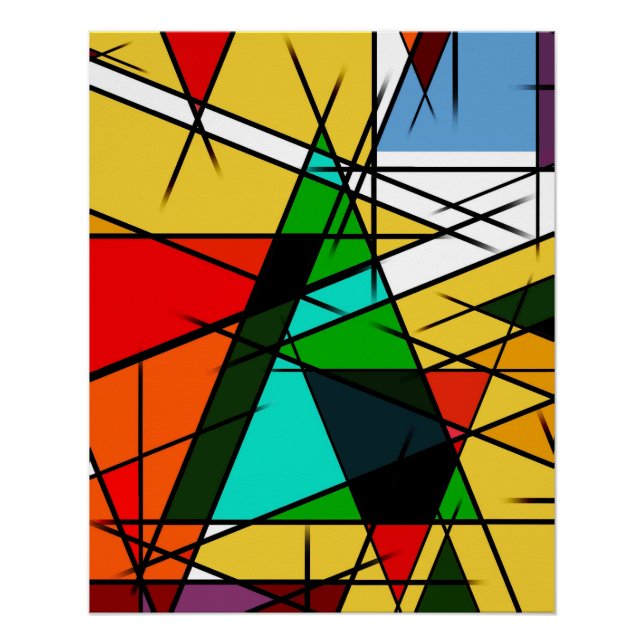 Modern Triangle Colorful Geometric  Poster (Front)