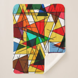 Modern Triangle Colorful Geometric Sherpa Blanket