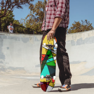 Modern Triangle Colorful Geometric Skateboard