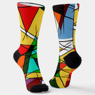 Modern Triangle Colorful Geometric Socks