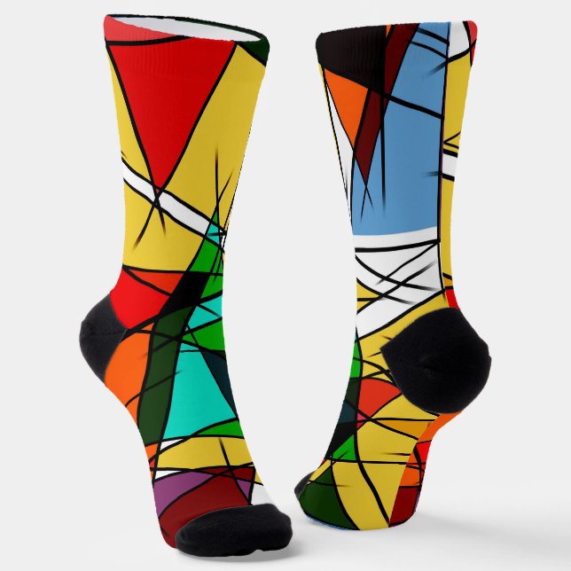 Modern Triangle Colorful Geometric  Socks (Angled)