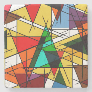 Modern Triangle Colorful Geometric  Stone Coaster
