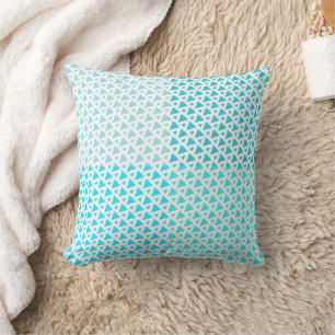 Modern Triangle Pattern Teal White Cushion