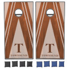 Modern Triangle Stripes Chestnut Wood Family Name