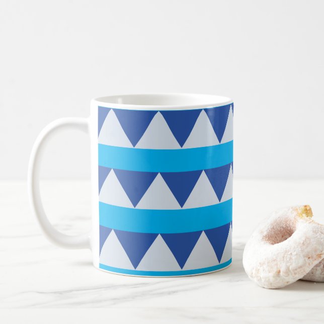 Modern Triangle Stripes  Coffee Mug (With Donut)