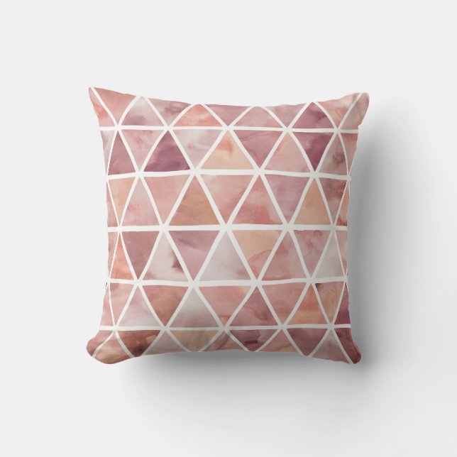 Modern Triangles in Peach and Copper Cushion (Front)