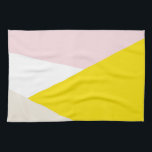 Modern Triangles Pattern Blush & Yellow Geometric Tea Towel<br><div class="desc">Modern and elegant kitchen towel featuring a geometric pattern in white,  blush,  yellow and beige. Other colours are available. This towel will be perfect as the accent to your kitchen.</div>