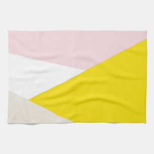 Modern Triangles Pattern Blush & Yellow Geometric Tea Towel