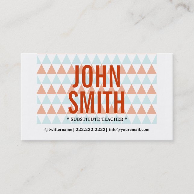 Modern Triangles Substitute Teacher Business Card (Front)
