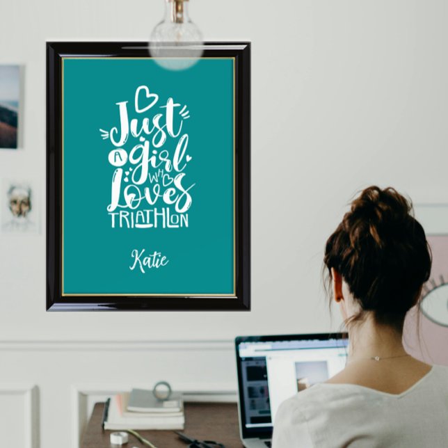 Modern Triathlon Motivation Turquoise White Typo Poster (Creator Uploaded)