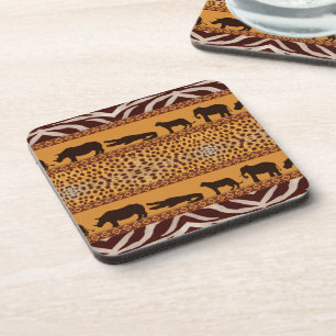 Modern Tribal African Cheetah Pattern Animal Print Coaster