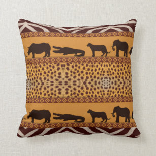 Modern Tribal African Cheetah Pattern Animal Print Cushion