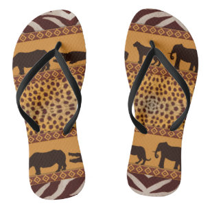 Modern Tribal African Cheetah Pattern Animal Print Jandals