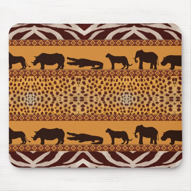 Modern Tribal African Cheetah Pattern Animal Print Mouse Pad (Front)