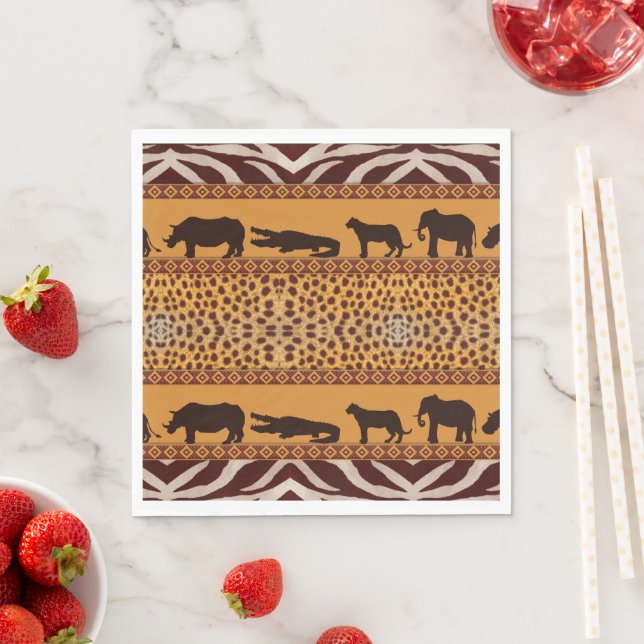 Modern Tribal African Cheetah Pattern Animal Print Napkin (Insitu)
